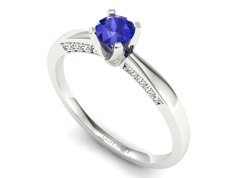 Pierścionek zaręczynowy z szafirem z brylantami - p16211bszc — zdjęcie 3