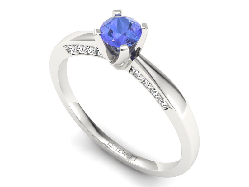 Pierścionek z tanzanitem białe złoto z brylantami - p16211bt — zdjęcie 3
