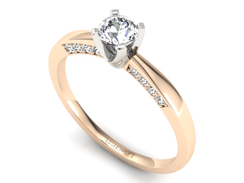 Pierścionek z brylantami białe różowe złoto - p16211cb — zdjęcie 3