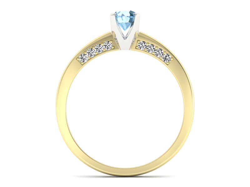 Pierścionek topaz i brylanty białe i żółte złoto - p16211zba — zdjęcie 2