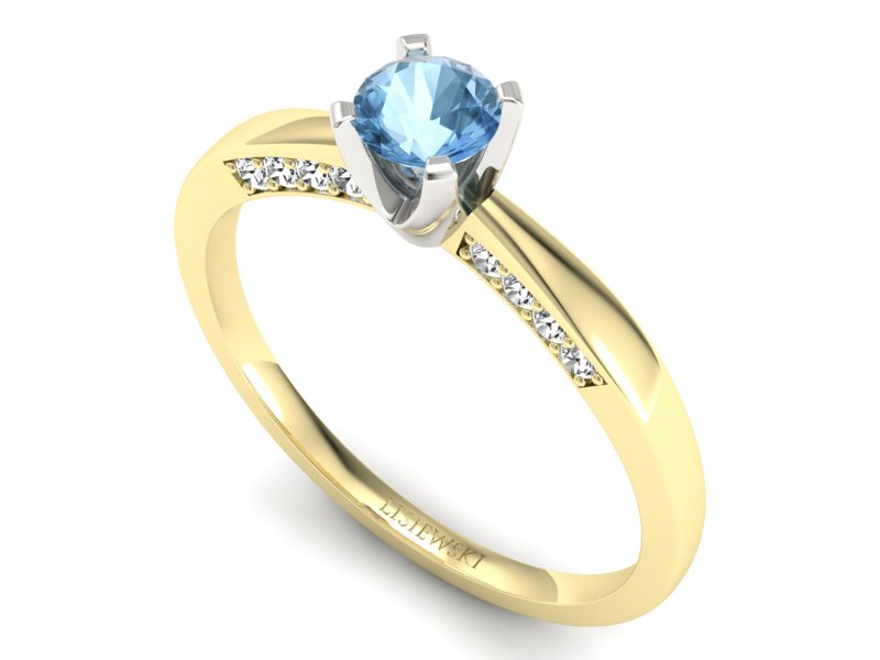 Pierścionek topaz i brylanty białe i żółte złoto - p16211zba — zdjęcie 3