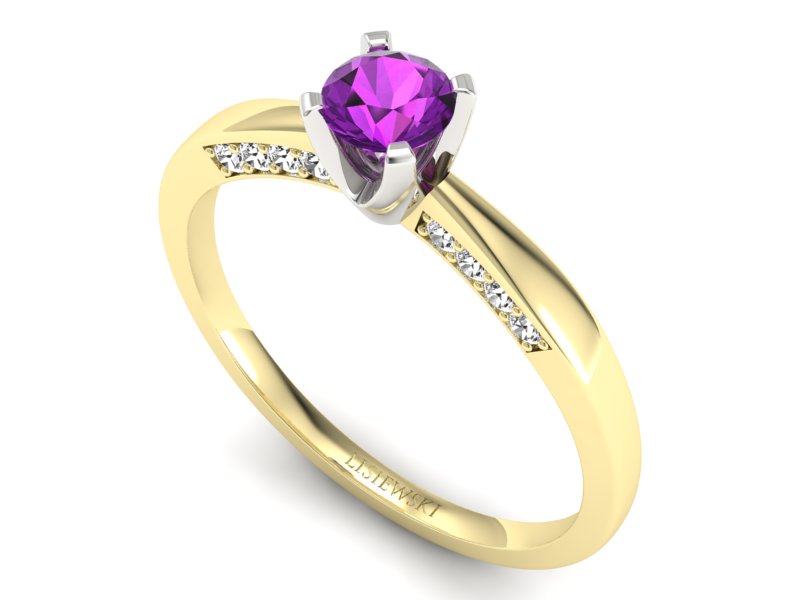Złoty pierścionek ametyst brylanty złoto - p16211zbat — zdjęcie 3