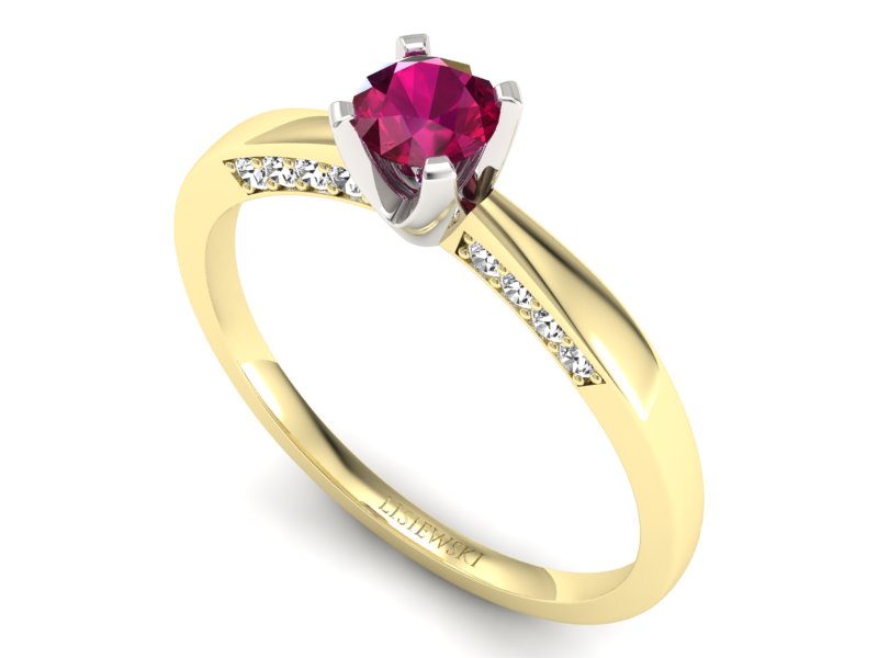 Pierścionek z rubinem i diamentami - p16211zbr — zdjęcie 3