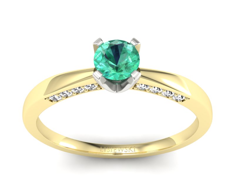 Złoty pierścionek ze szmaragdem z brylantami - p16211zbsm