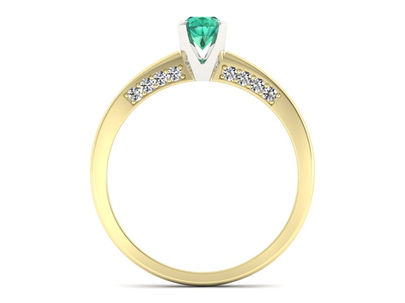 Złoty pierścionek ze szmaragdem z brylantami - p16211zbsm — zdjęcie 2