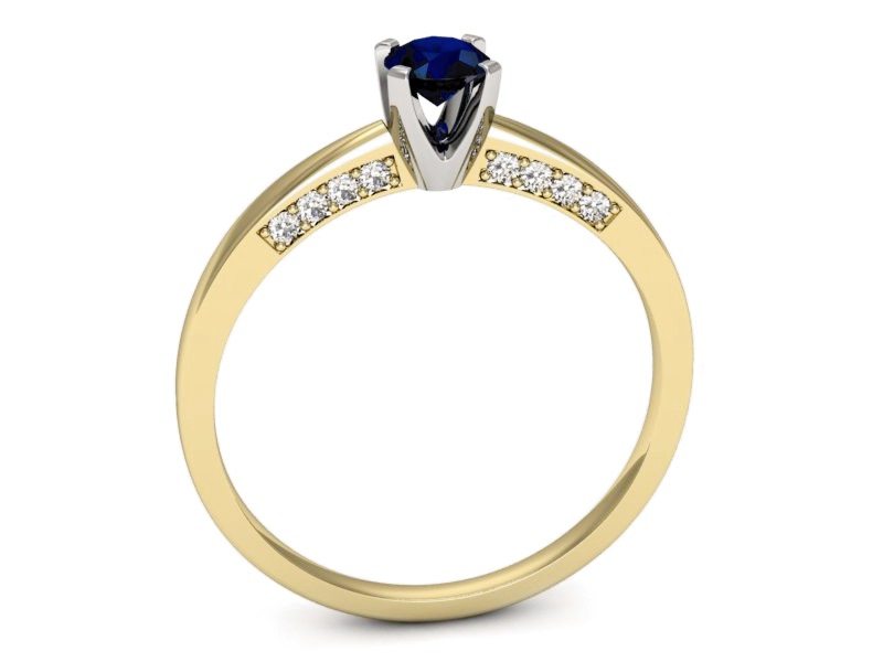 Pierścionek szafir i diamenty w żółtym i białym złocie - p16211zbsz - 3