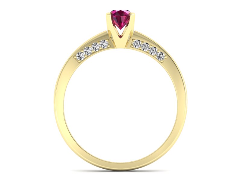 Pierścionek z rubinem i brylantami żółte złoto - p16211zr — zdjęcie 2