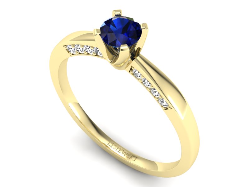 Złoty pierścionek z szafirem i diamentami - p16211zsz — zdjęcie 3