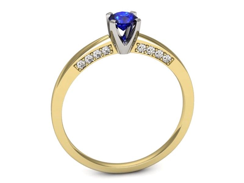 Złoty pierścionek z szafirem z brylantami złoto 585 - p16211zszc - 3