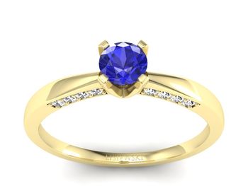 Złoty pierścionek z szafirem i brylantami - p16211zszc - 1
