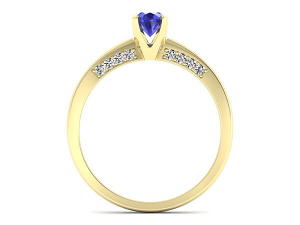 Złoty pierścionek z szafirem i brylantami - p16211zszc