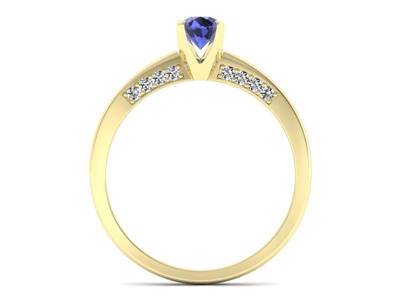 Pierścionek z tanzanitem i brylantami żółte złoto - p16211zt — zdjęcie 2