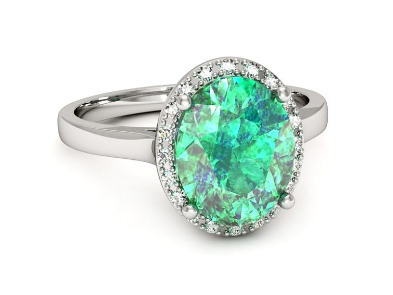 Złoty pierścionek ze szmaragdem i brylantami - p16212bsm — zdjęcie 2