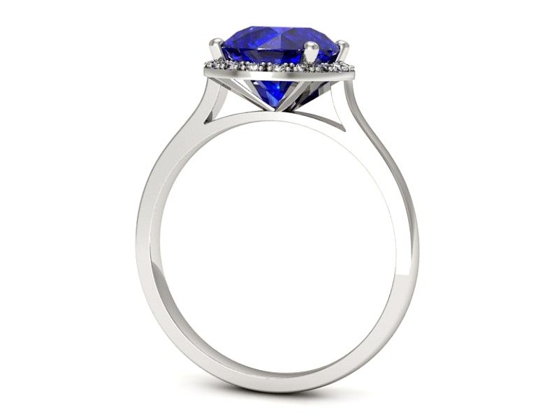 Pierścionek z szafirem i brylantami białe złoto - p16212bszc — zdjęcie 3