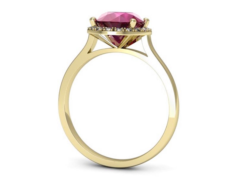 Pierścionek z rubinem i brylantami żółte złoto - p16212zr — zdjęcie 3