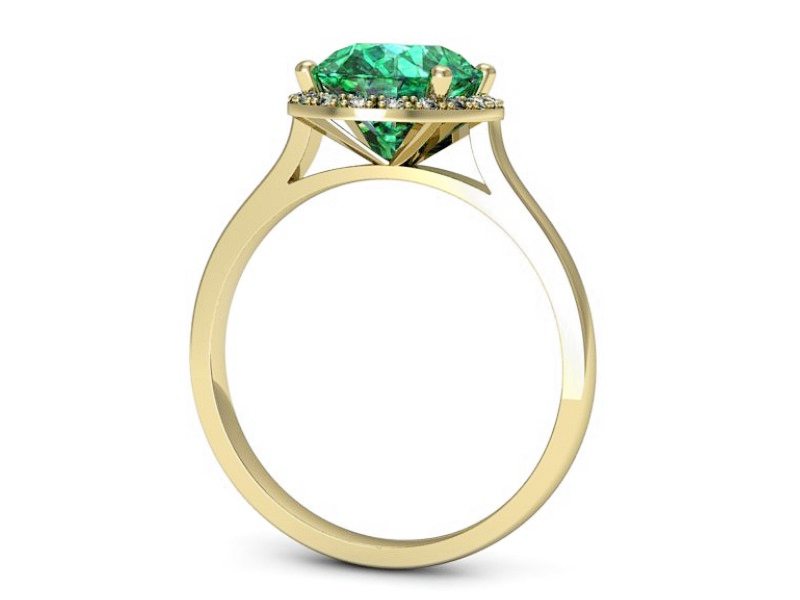 Złoty pierścionek ze szmaragdem i diamentami - p16212zsm — zdjęcie 3