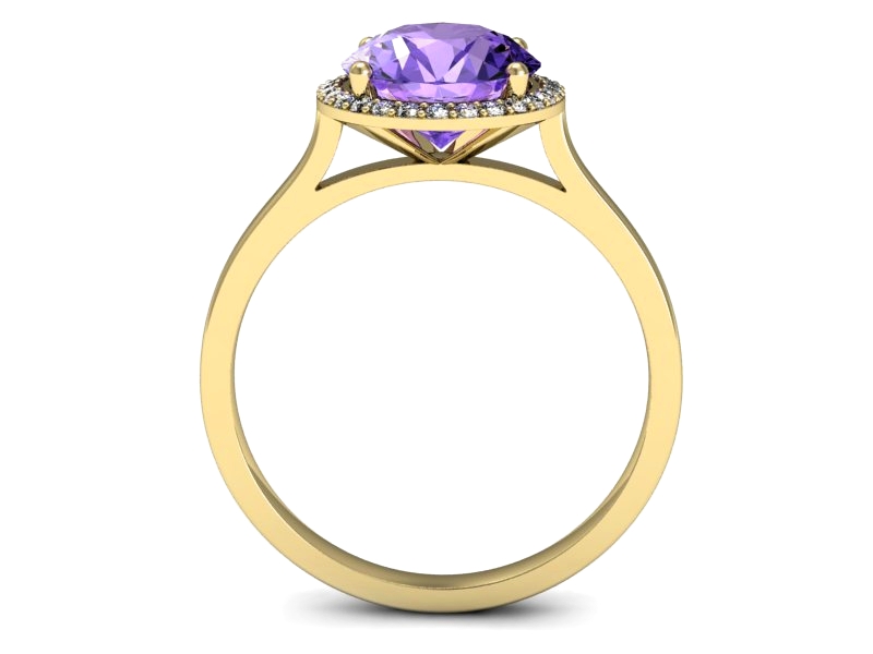 Pierścionek z tanzanitem i brylantami żółte złoto - p16212zt — zdjęcie 3