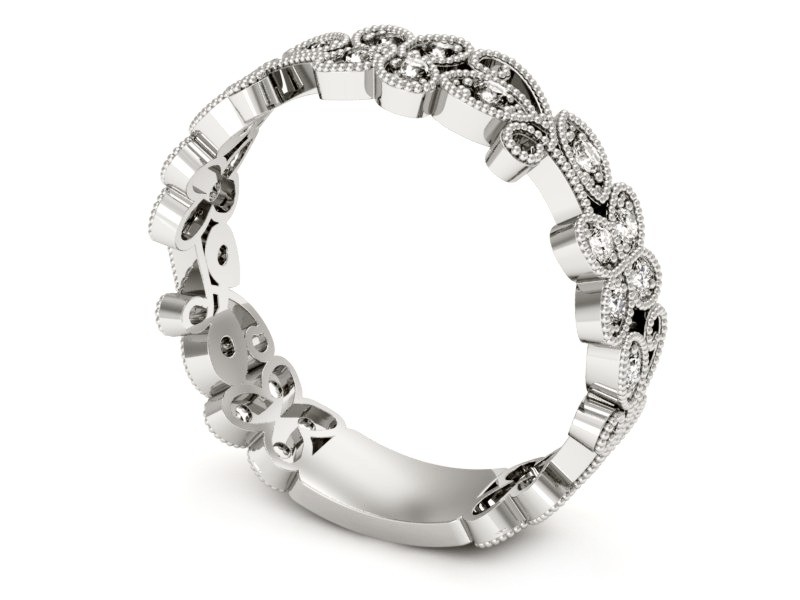 Pierścionek obrączka z brylantami białe złoto - p16215b — zdjęcie 3