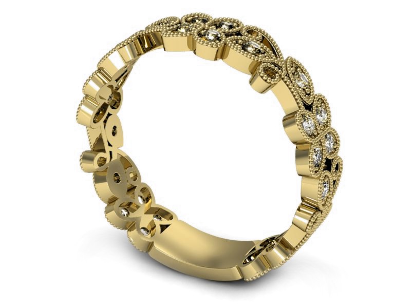 Obrączka z brylantami żółte złoto - p16215z — zdjęcie 3