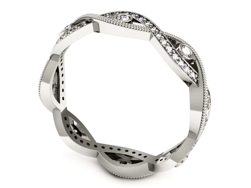 Pierścionek obrączka z brylantami białe złoto - p16216b — zdjęcie 3