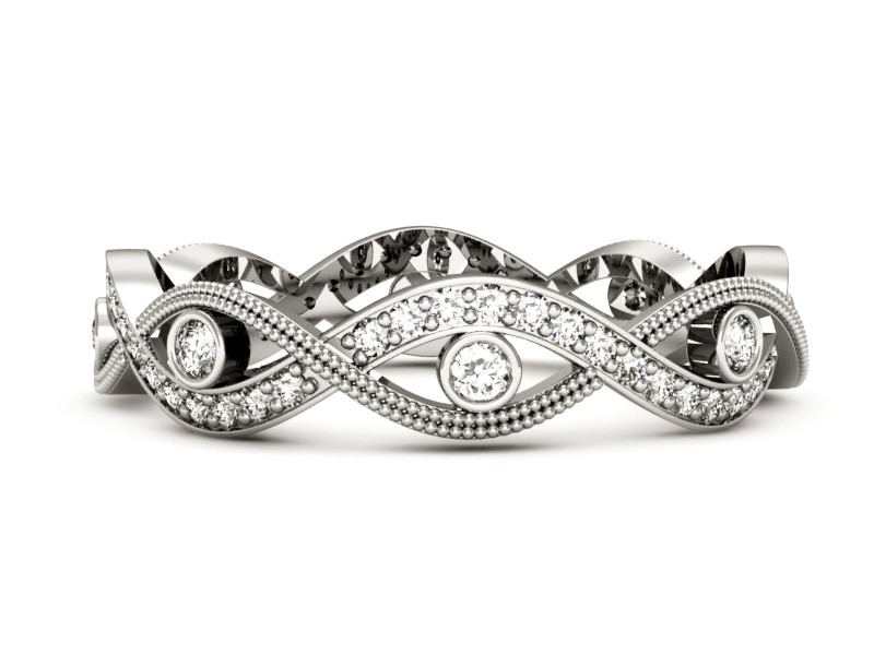 Pierścionek obrączka z brylantami białe złoto - p16216b — zdjęcie 2