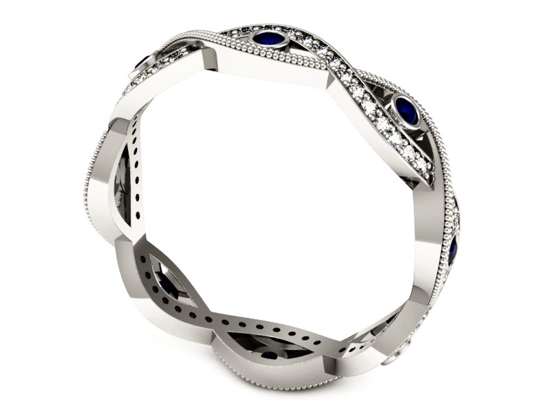 Obrączka z szafirami i brylantami białe złoto - p16216bsz — zdjęcie 3