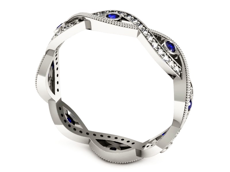 Obrączka z szafirami i brylantami białe złoto - p16216bszc — zdjęcie 3