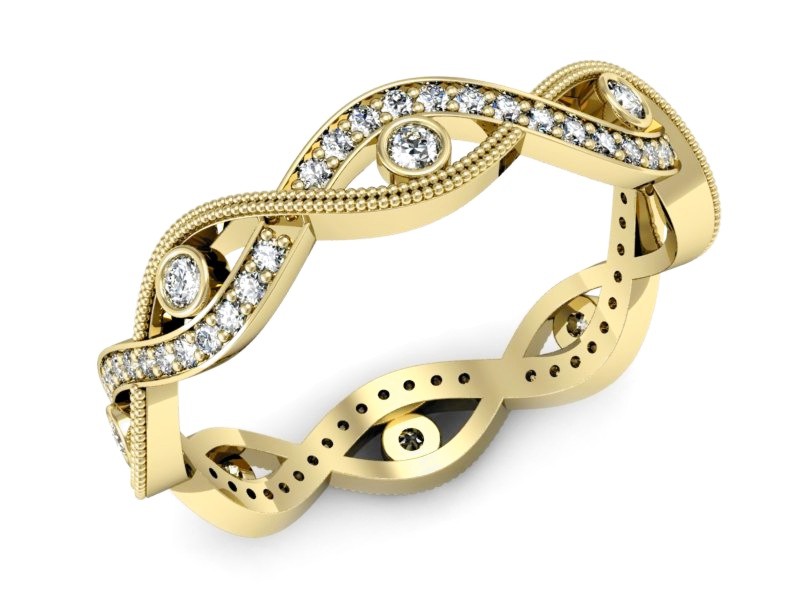 Obrączka z brylantami żółte złoto - p16216z