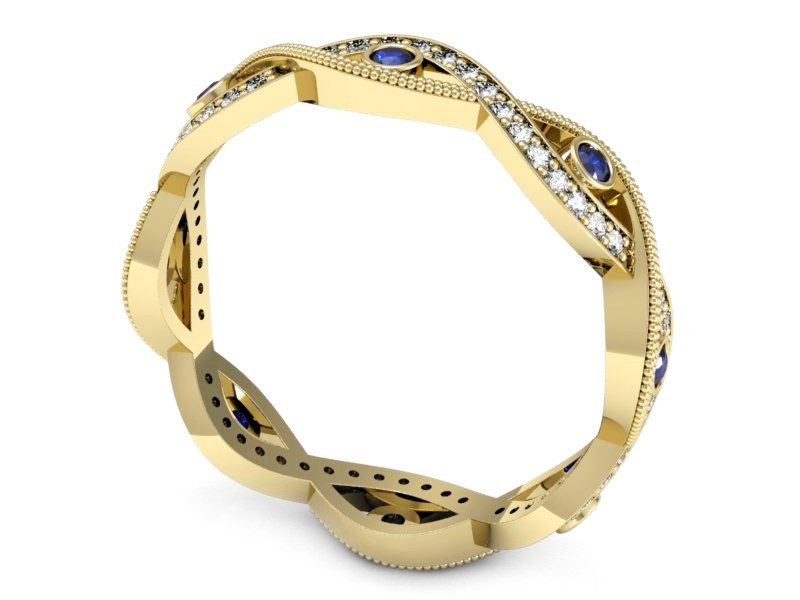 Obrączka z szafirami i brylantami żółte złoto - p16216zszc — zdjęcie 3
