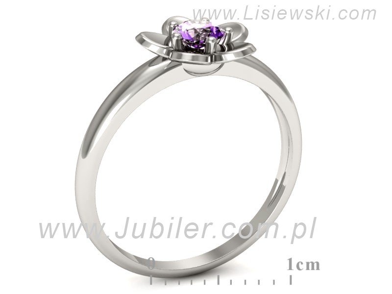 Złoty pierścionek z ametystem białe złoto - p16218bat — zdjęcie 3