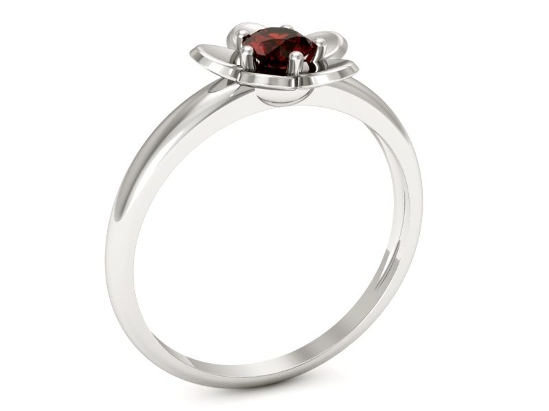 Złoty pierścionek z granatem białe złoto - p16218bgr — zdjęcie 3