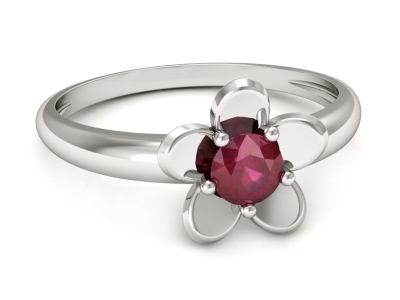 Złoty pierścionek z rubinem białe złoto - p16218br — zdjęcie 2