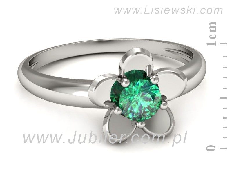 Złoty pierścionek ze szmaragdem białe złoto - p16218bsm — zdjęcie 2