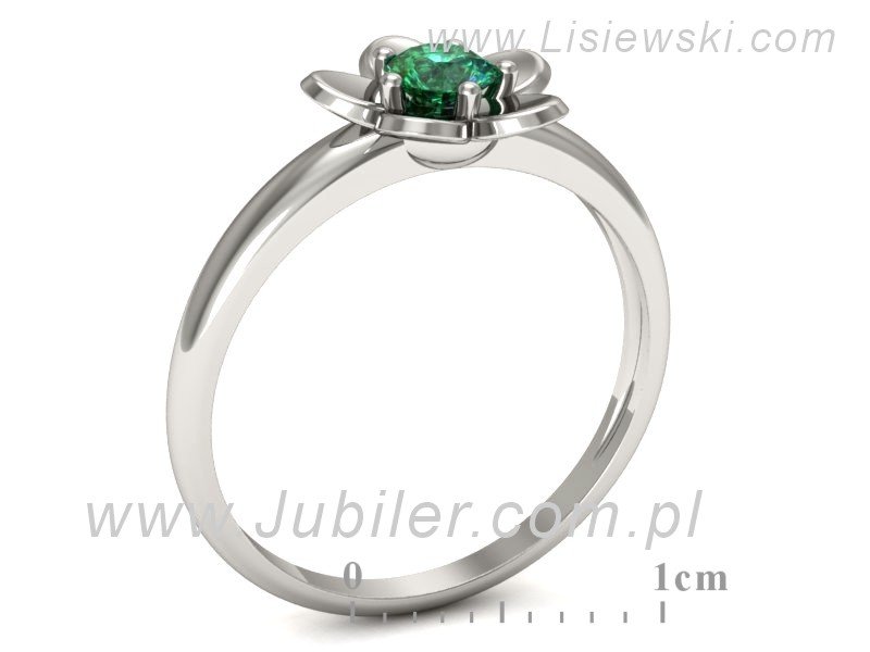 Złoty pierścionek ze szmaragdem białe złoto - p16218bsm — zdjęcie 3