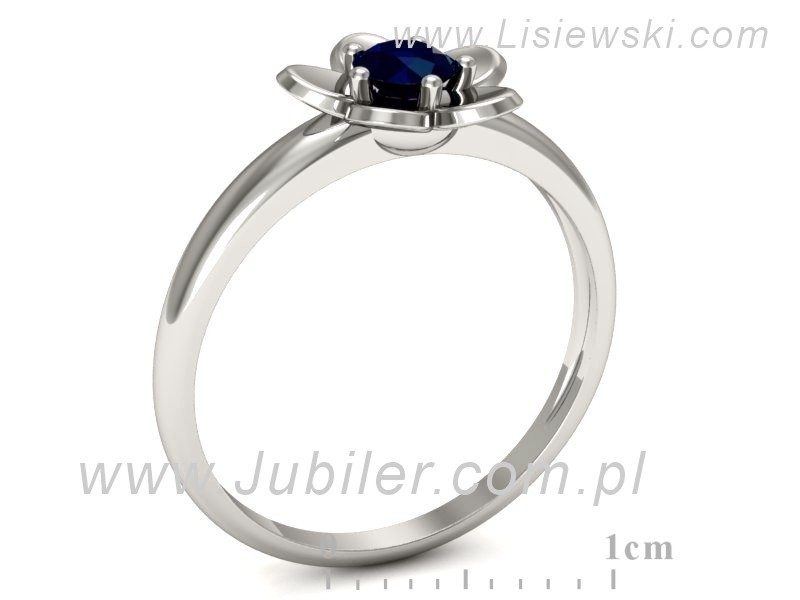 Złoty pierścionek z szafirem białe złoto - p16218bsz — zdjęcie 3