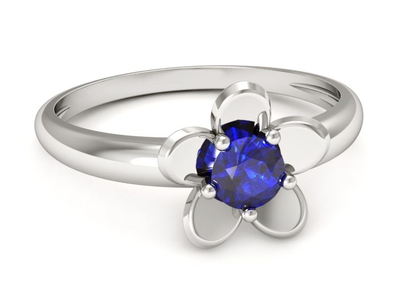 Złoty pierścionek zaręczynowy z szafirem - p16218bszc — zdjęcie 2