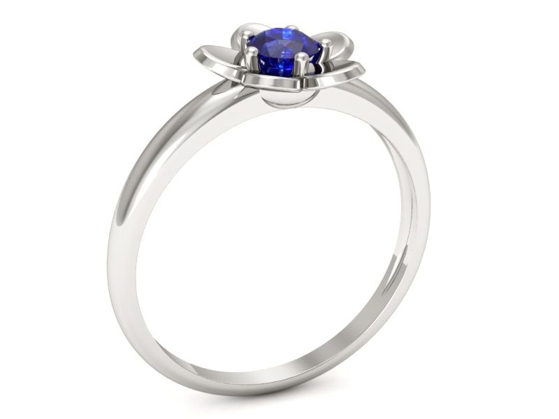 Złoty pierścionek zaręczynowy z szafirem - p16218bszc — zdjęcie 3