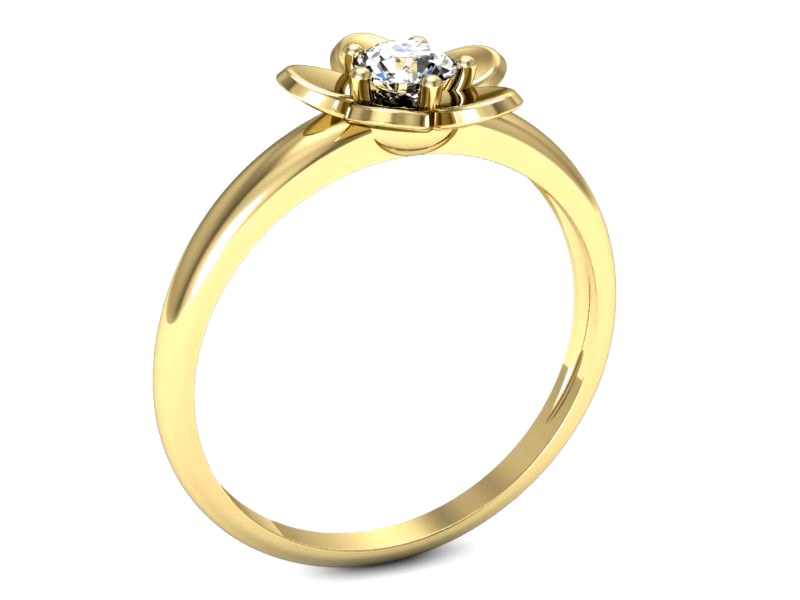 Złoty pierścionek z brylantem żółte złoto - p16218z — zdjęcie 3