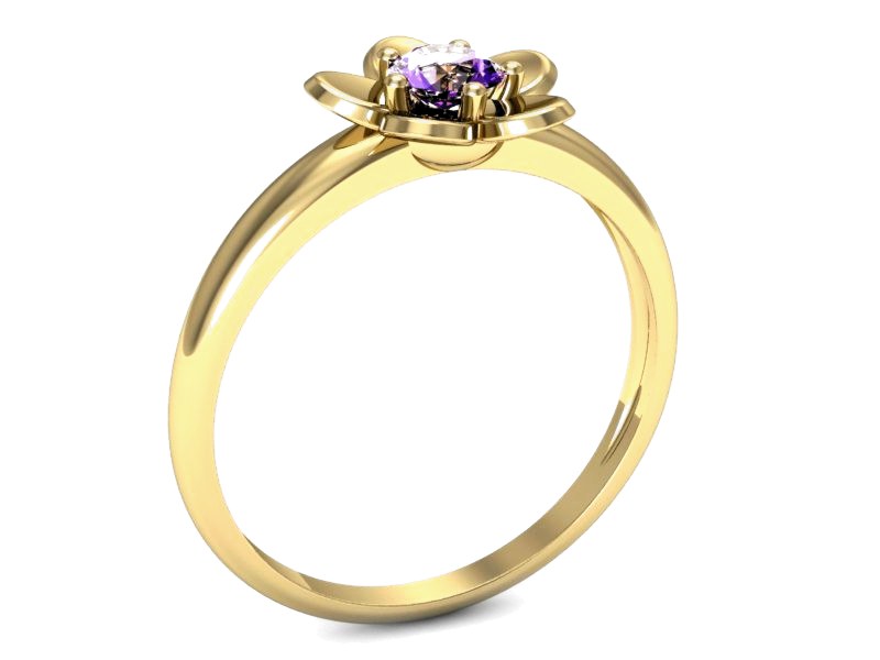 Złoty pierścionek z ametystem żółte złoto - p16218zat — zdjęcie 3