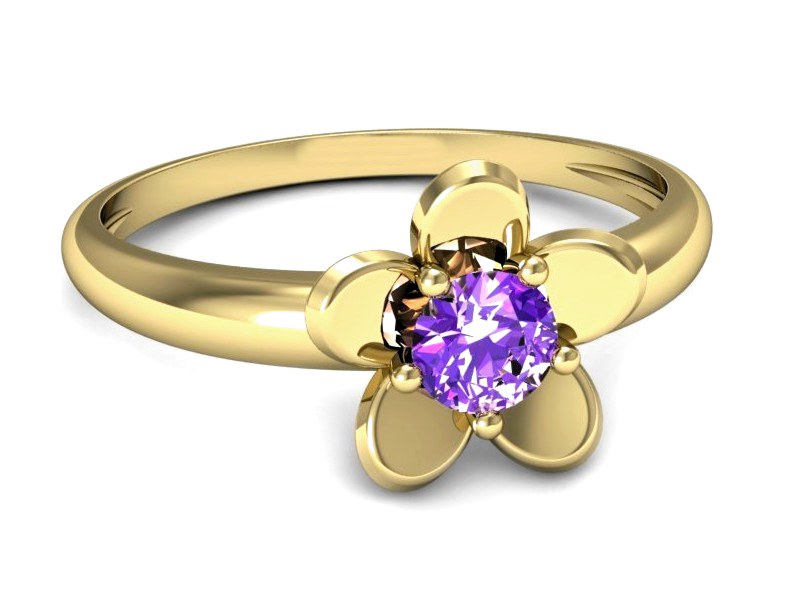 Złoty pierścionek z ametystem żółte złoto - p16218zat — zdjęcie 2