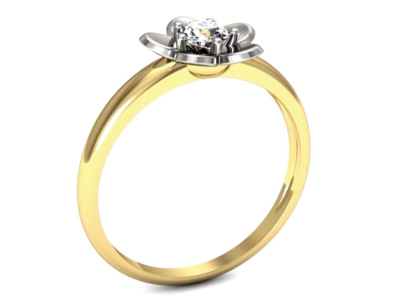 Pierścionek z diamentem żółte i białe złoto - p16218zb — zdjęcie 3