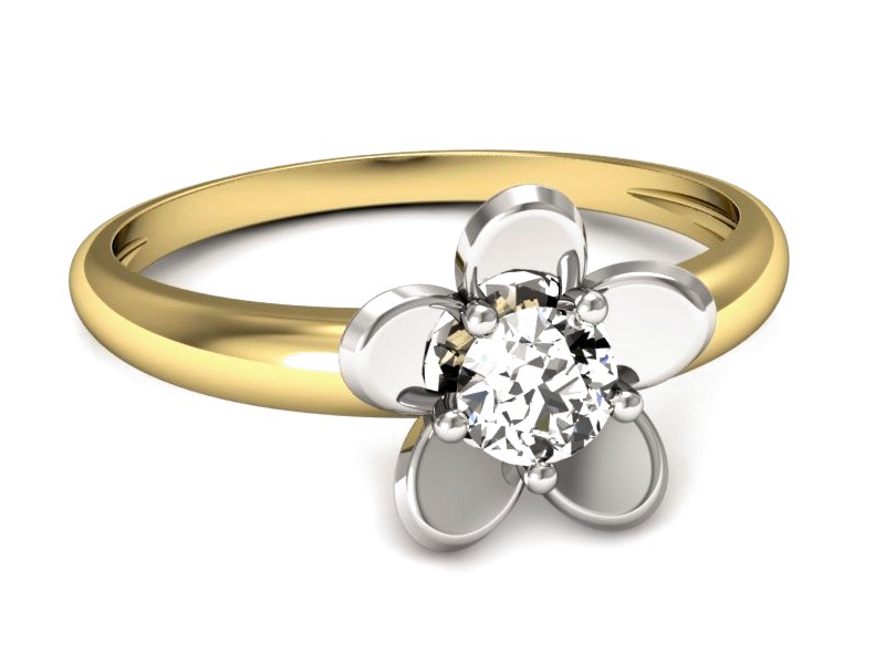Pierścionek z diamentem żółte i białe złoto - p16218zb — zdjęcie 2