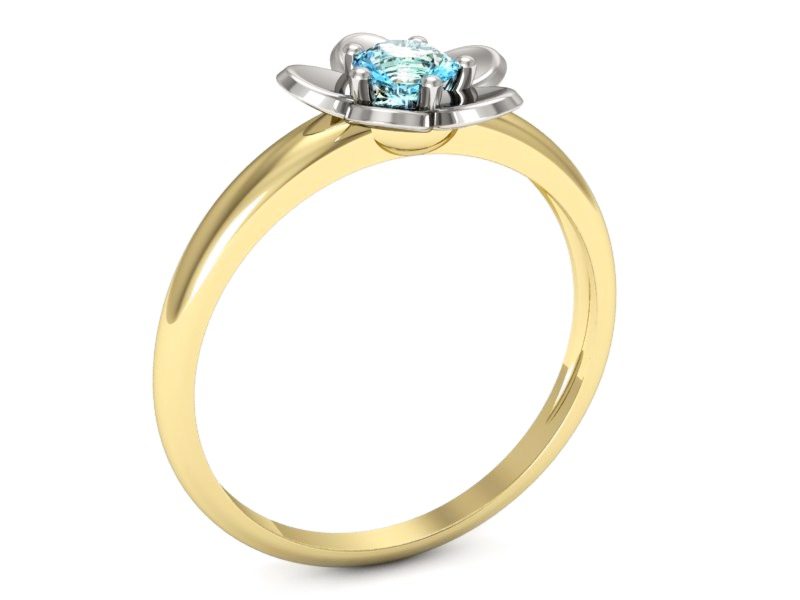 Pierścionek z topazem żółte białe złoto - p16218zba — zdjęcie 3