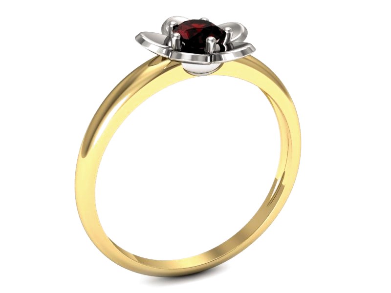 Pierścionek z granatem żółte białe złoto - p16218zbgr — zdjęcie 3