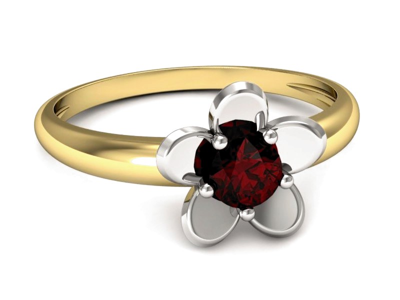 Pierścionek z granatem żółte białe złoto - p16218zbgr — zdjęcie 2