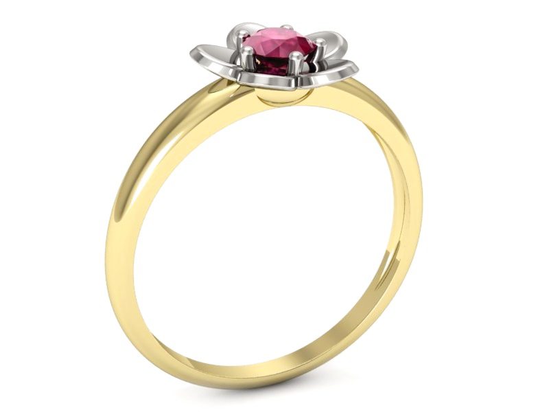 Pierścionek z rubinem żółte białe złoto - p16218zbr — zdjęcie 3