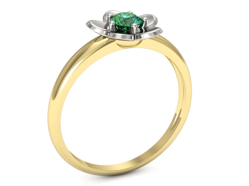 Pierścionek ze szmaragdem żółte i białe złoto - p16218zbsm — zdjęcie 3