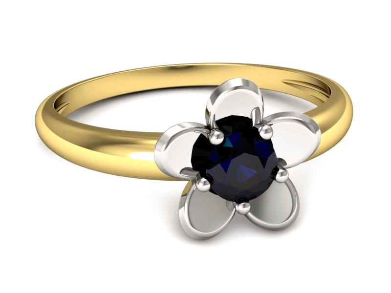 Pierścionek z szafirem żółte białe złoto - p16218zbsz — zdjęcie 2