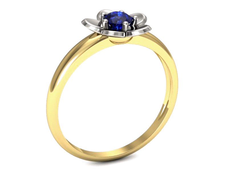 Pierścionek z szafirem żółte białe złoto - p16218zbszc — zdjęcie 3