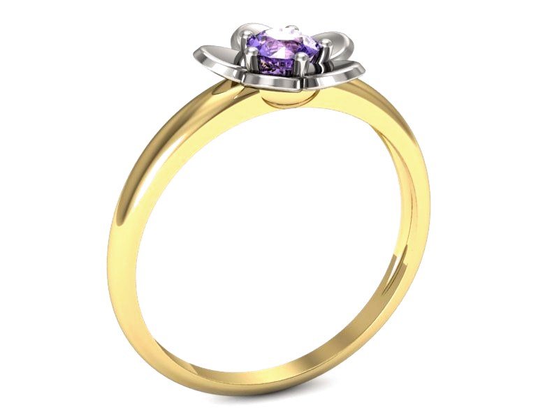 Pierścionek z tanzanitem żółte białe złoto - p16218zbt — zdjęcie 3
